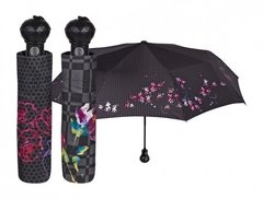 093 - Paraguas Mini Negro Flores Perletti
