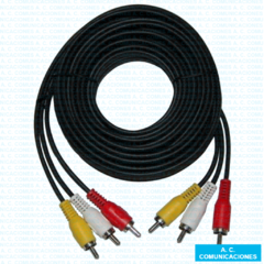 Cable Coaxil RCA Triple Macho 1,50 mts. Negro