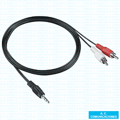 Cable Plug 3,50 mm. Stereo Doble Macho RCA 1,50 mts. X 50