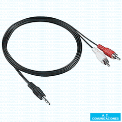 Cable Plug 3,50 mm. Stereo Doble Macho RCA 1,50 mts. X 5