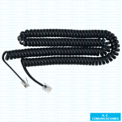 Cable Teléfono Espiralado Conectores Macho RJ-9 Negro 400 mts.