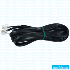 Cable Teléfono Plano Conectores Macho RJ-11 Negro 2,00 mts. X 5