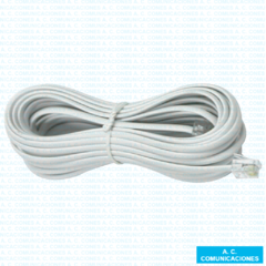 Cable Teléfono Plano Conectores Macho RJ-11 Blanco 4,00 mts. X 5