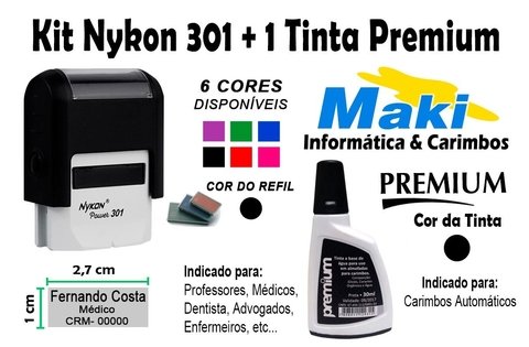 Kit de Carimbos Nykon Power 355 CNPJ + CSI-15 Assinatura (Empresa)