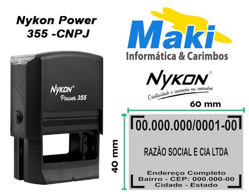 Kit de Carimbos Nykon Power 355 CNPJ + CSI-15 Assinatura (Empresa)