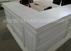 Barra mostrador pulpería en L en madera maciza de puertas recicladas (BA206M) - Muebles y Antiguedades - Argentina