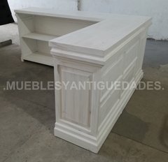 Barra mostrador pulpería en L en madera maciza de puertas recicladas (BA206M) - tienda online