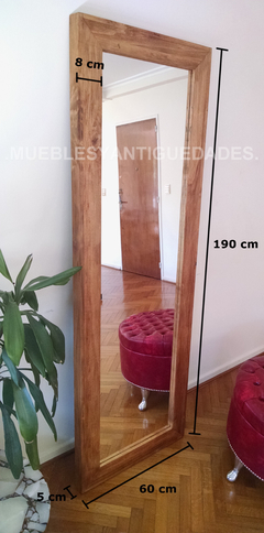 Espejo de pie con marco en madera maciza reciclada lustre al natural 1,90 x 0,60 mts (EM103M) - comprar online