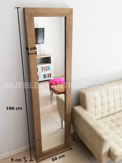 Espejo de pie con marco en madera maciza reciclada pátina gris 1,90 x 0,60 mts (EM105M) - comprar online
