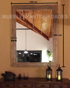 Espejo de pie colgar con marco en madera maciza 2,00 x 1,50 mts (EM107M) - comprar online