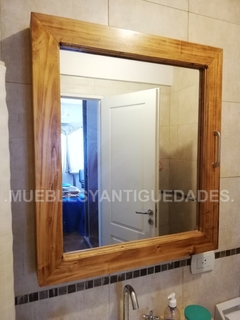 Botiquín organizador para baño en madera maciza con espejo 0,80 x 0,70 mts (EM109M) - Muebles y Antiguedades - Argentina