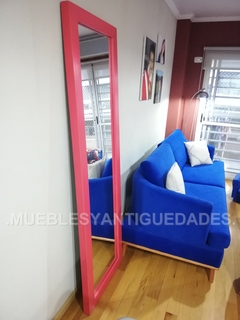 Espejo de pie con marco en madera maciza laqueado color rosa 1,90 x 0,60 mts (EM110M) - comprar online
