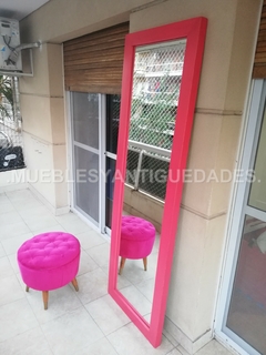 Espejo de pie con marco en madera maciza laqueado color rosa 1,90 x 0,60 mts (EM110M) - tienda online