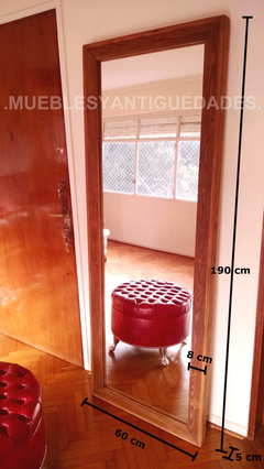Espejo de pie con soporte y marco en madera maciza 1,90 x 0,60 mts (EM108M)