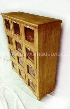 Fideera antigua 12 cajones madera maciza reciclada (FI102A) - Muebles y Antiguedades - Argentina
