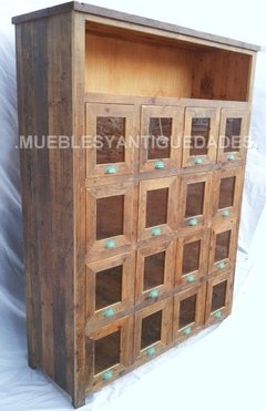 Fideera antigua 16 cajones 1 estante madera maciza (FI105A)
