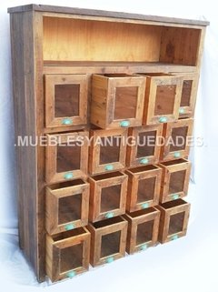 Fideera antigua 16 cajones 1 estante madera maciza (FI105A) - comprar online