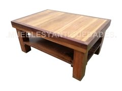Mesa ratona de madera maciza con tapa de pinotea con marco tono nogal (MR120A) - comprar online