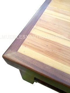 Mesa ratona de madera maciza con tapa de pinotea con marco tono nogal (MR120A) - tienda online