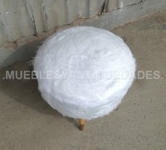 Puff banquito redondo piel de oveja (sintética) (PC107M) - Muebles y Antiguedades - Argentina