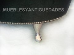 Banqueta Puff redondo capitoné con patas de metal tapizado en pana cuero vinílico ecocuero cuerina (PG104M) - tienda online