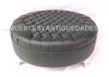 Banqueta Puff redondo capitoné con patas de metal tapizado en pana cuero vinílico ecocuero cuerina color negro (PG108M)