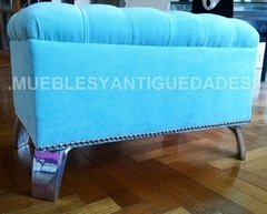 Banqueta Puff capitoné rectangular con patas de metal tapizado en pana cuero vinílico ecocuero cuerina (PR101M) en internet