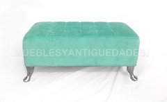 Puff banqueta rectangular capitoné pana vinílico patas metal (PR106M) - comprar online