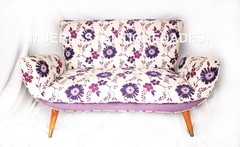 Sillón sofá mariposa 2 cuerpos tapizado en tela floreada (SL105M) - Muebles y Antiguedades - Argentina