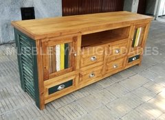 Mueble de diseño para TV audio video realizado en madera maciza reciclada (TV103M) - comprar online