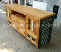 Mueble de diseño para TV audio video realizado en madera maciza reciclada (TV103M) - tienda online