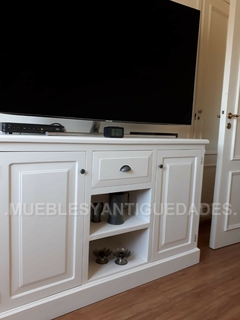 Mueble para TV / audio en madera maciza laqueado blanco (TV108M) - comprar online
