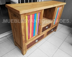 Mueble para TV / audio de diseño realizado en madera maciza con tapa de pinotea (TV109M) - comprar online