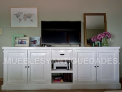 Mueble para TV / audio en madera maciza laqueado blanco (TV110M) - comprar online