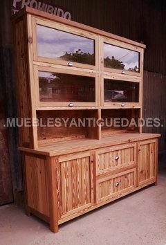 Vajillero / biblioteca en pinotea antigua reciclada (VJ101A) - Muebles y Antiguedades - Argentina
