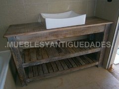 Vanitory 3 planos estantes tipo deck madera maciza (VA103M)