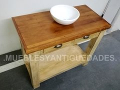 Vanitory de 2 planos con 2 cajones en madera maciza con tapa de pinotea (VA105M) - comprar online