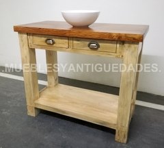 Vanitory de 2 planos con 2 cajones en madera maciza con tapa de pinotea (VA105M) - tienda online