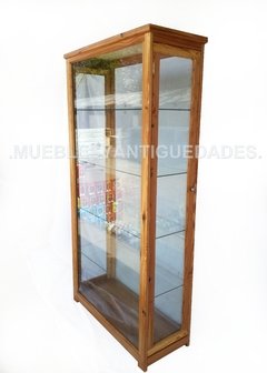 Vitrina cristalero farmacia estilo inglés en pinotea (VI102A) - Muebles y Antiguedades - Argentina