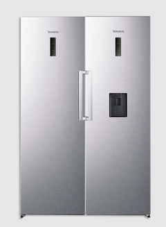 COMBO Heladera y Freezer Vondom Side by Side Linea Platinum - HEL185WD + FR185WD c/ dispenser de agua
