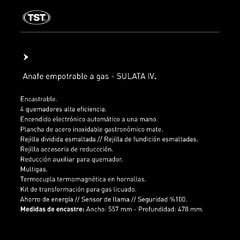 TST Anafe a Gas Sulata 4 Hornallas 60 cm - cod 20-4 - comprar online