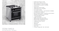 cocina LLANOS FAMIGLIA 90 CM GAS Vidrio Negro - 34067 - cocinasonline