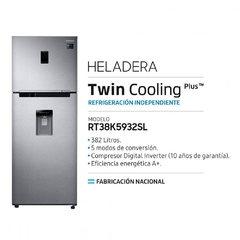 HELADERA SAMSUNG RT38K5932SL SILVER Twin Cooling Plus(TM), 382 L - cocinasonline