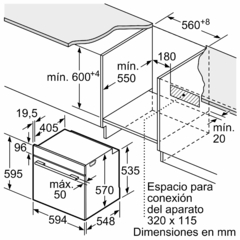 Imagen de Horno Bosch con vapor añadido - Autolimpieza Pirolítica - Conectividad Wi-Fi - 60cm - HRG5785S6