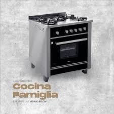 cocina LLANOS FAMIGLIA 90 CM GAS Vidrio Negro - 34067 - comprar online