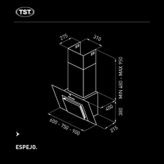 TST Campana Extractora Para Pared Modelo Espejo 90 - cod 280-90 - tienda online