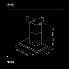 TST Campana Extractora Para Pared Modelo Puelo 60 cm - cod 230-60 - tienda online