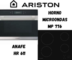 COMBO ARISTON HORNO MICROONDAS MP776 + ANAFE VITROCERA HR611 4 ZONAS