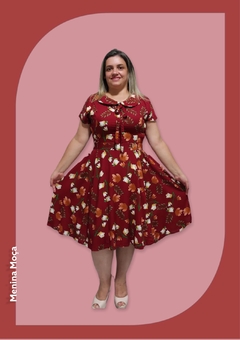 Vestido Peter Pan Vermelho Floral - comprar online