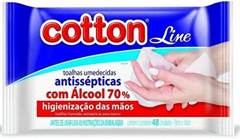 Toalhas antissepticas umidecidas álcool 70 48 un Cotton